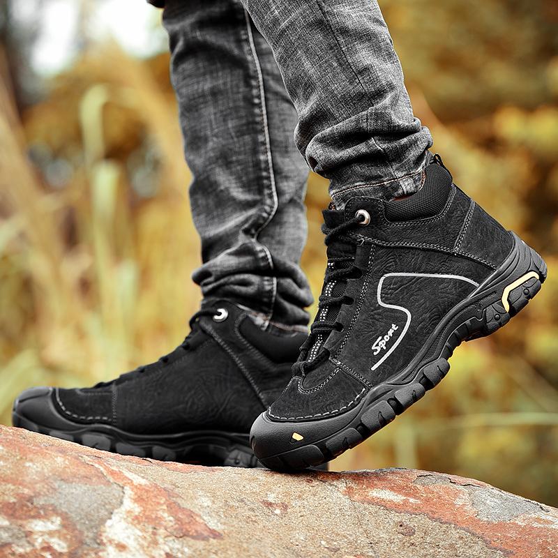 Pánská turistická obuv Kožená outdoorová obuv odolná proti opotřebení Muži Treking Walking Lovecké taktické tenisky