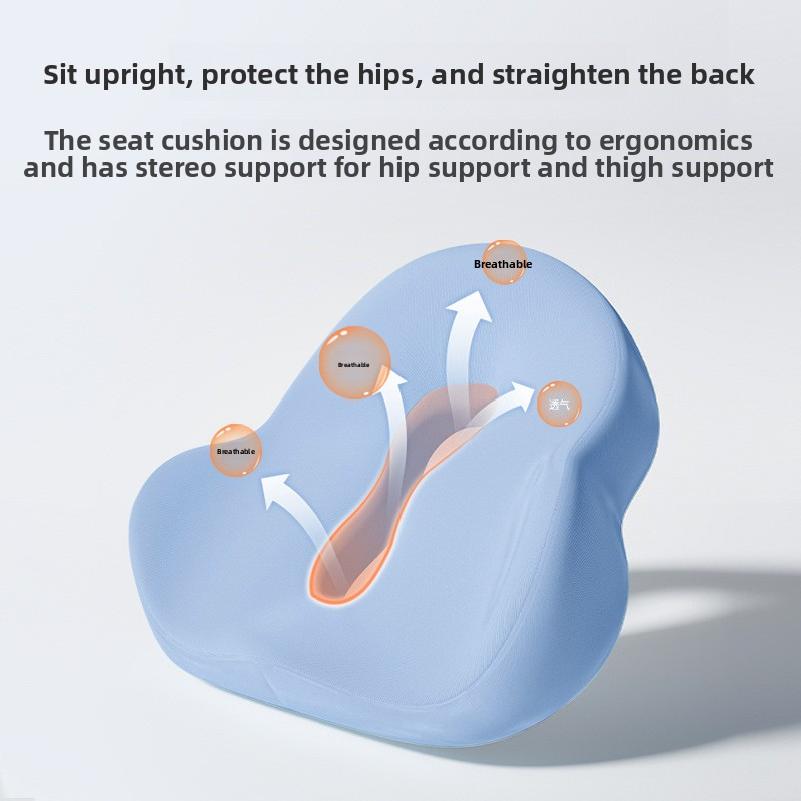 Memory foam seat cushion for chairs, provides lumbar and hip support, suitable for long-term sitting in offices, for students