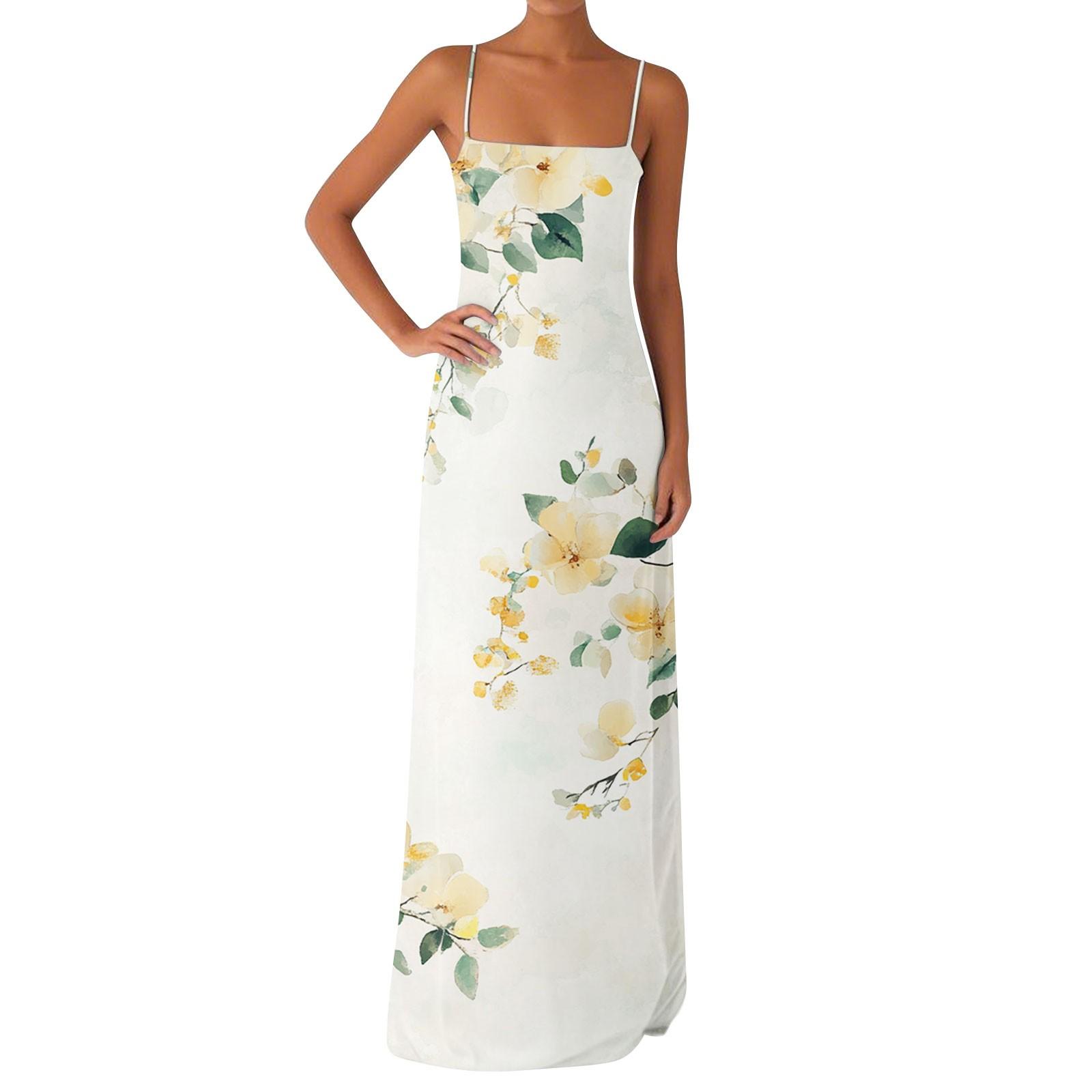 

Женское сексуальное шелковистое платье с открытыми плечами и цветочным принтом, длинное платье XL жёлтый