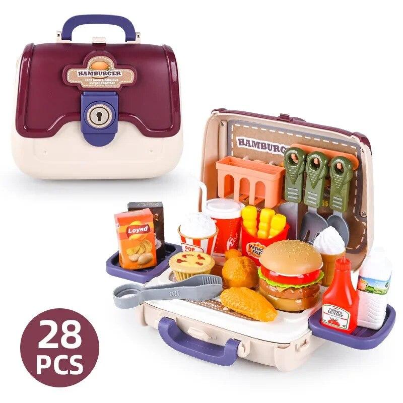 

Детский игровой домик, игрушки, разнообразные ранцы, кухонная одежда для девочек, инструмент для мальчиков, дорожная школьная сумка, инструмент, детский подарок на день рождения Burger Series