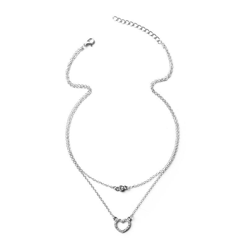 Accessories Versatile Hollow Diamond-encrusted Love Necklace Fashion Stacked Multi-layer Alloy Wind Accessories