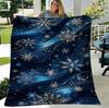 3D Snowflake Blanket Golden Blue Soft Warm Throw Blankets For Sofa Bed Galaxy Starry Abstract Luxurious Winter Decor