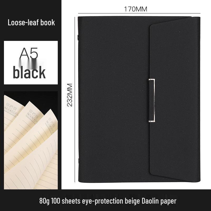 A5 Three-fold Notebook with Loose-leaf Sheets, Magnetic Closure, and Custom Gift Box - Business Diary with Personalized Designs