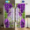 2Pcs Polyester Shiny Purple Rose Printing Window Curtains Birthday Party Decoration Backdrop Drapes for Living Room