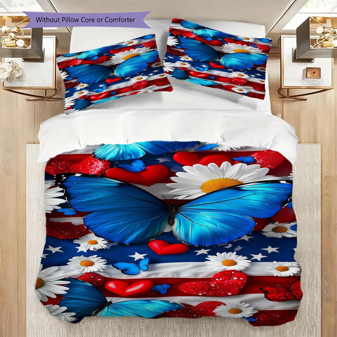 

1PC Butterflies, flowers Bedding Quilt Set Quilt Cover Pillowcase Home Decoration Birthday Gift (1 * duvet cover + 15 * pillowcase, without core) 135x200cm