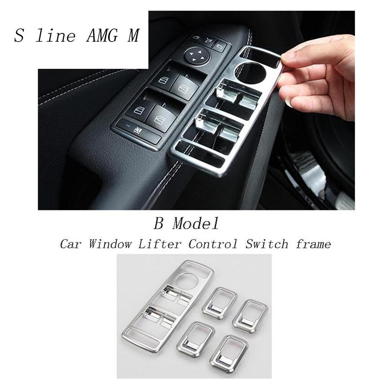 Car Styling For Mercedes Benz C E Class W204 W212 Auto Window Lifter Control Frame Switch Decor Armrest Panel Trim Sticker