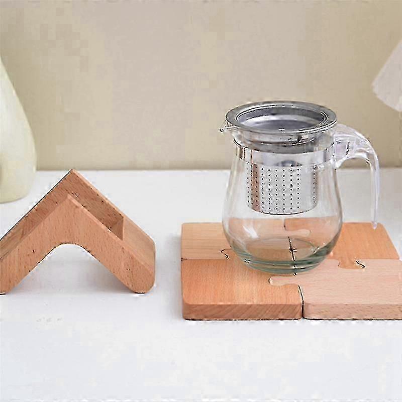 Wooden Puzzle Coffee Coaster Walnut Wood Heat Resistant Home Decor Stand Coaster
