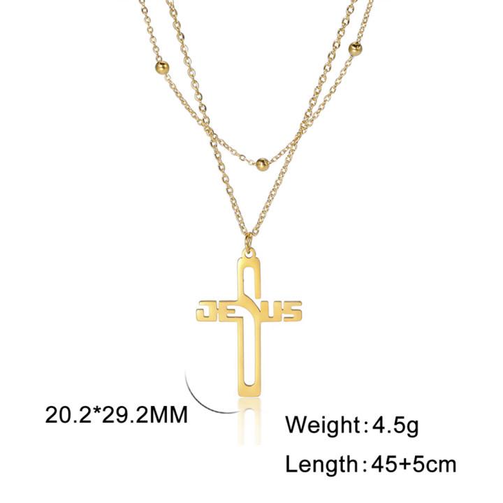 Cazador Jesus Kreuz Hohl Anhänger Halsketten für Damen Herren Christliches Choker Großhandel Edelstahl Schmuck Geburtstagsgeschenke