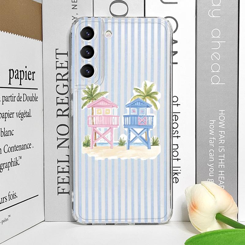 Creative Palm Coconut Tree Striped Pattern Phone Case for Samsung Galaxy S26 S25 Ultra S24 S23 S22 Plus S21 FE S20 5G Soft Cover