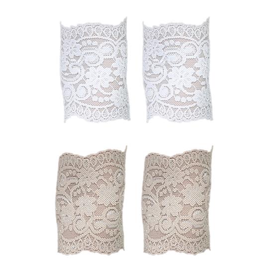 Maniche a braccio corte in pizzo da donna, lunghezza polso, senza dita, guanti parasole, pizzo floreale, copribraccia per matrimonio, ballo, guida, ciclismo