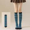 1 Paar knielange schwarze weiße rosa Wadenstrümpfe warme gestreifte Socken für Jungen Mädchen japanischer Stil bunte gestreifte Socken
