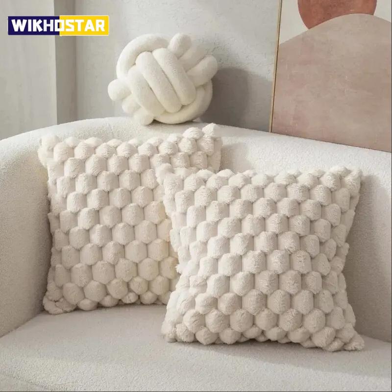 1 шт Чехол на подушку 3D из мягкого плюша с узором ананасовой сетки и черепахи кремово-белый для декора гостиной дивана спальни домашней комнаты 450450mm 758₽