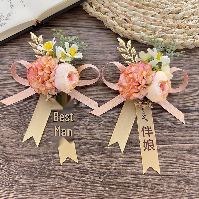 Mori Style Wedding Corsage Set: Bride & Groom Boutonnieres, Family Pins, Groomsmen & Bridesmaids Corsages