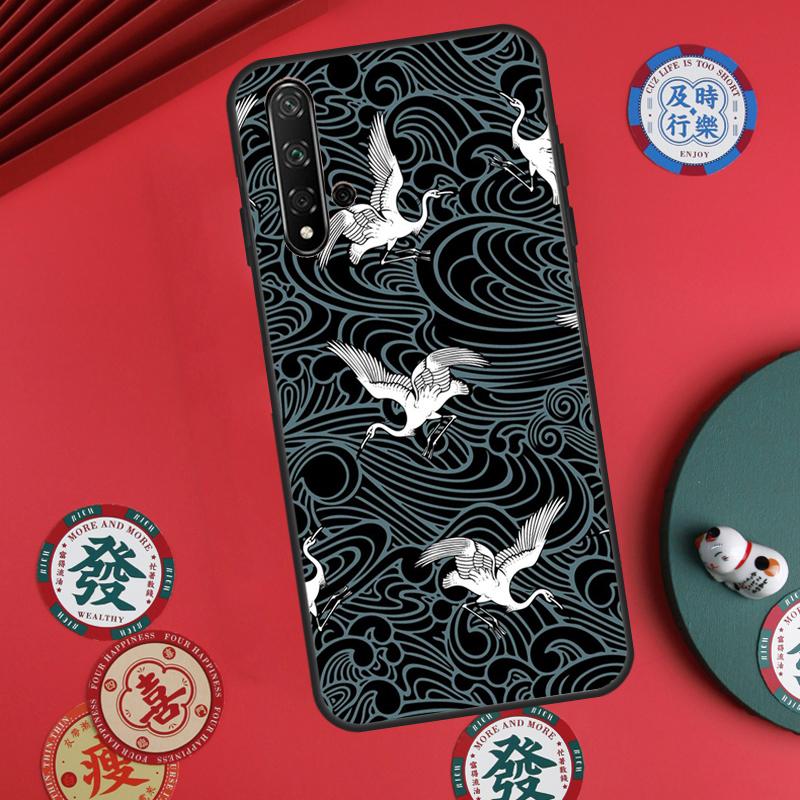 Art Crane Waves For Huawei Nova Y60 Y70 Y90 Y72 Y73 Y61 Y91 7i 8i 11i 12i 12s 9 10 SE P20 P30 P40 Lite Case