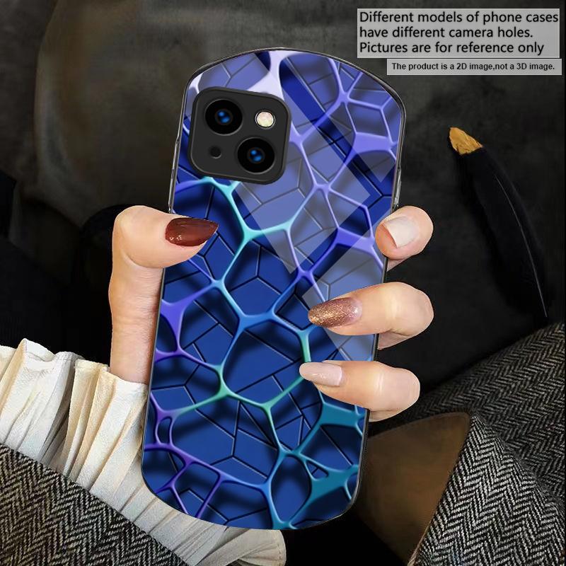 Abstrakt geometrisk konst För iPhone 17 16 15 14 Pro 13 Plus 12 mini 11 Pro Max XR X S 7 8 Elliptiskt härdat glas Fodral för mobiltelefon