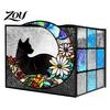 Acrylic Stationery Organizer Stained Glass Style Pen Holder, Unique Desktop Organizer, 3D Creative Gift for Students Embossed Relief Pattern