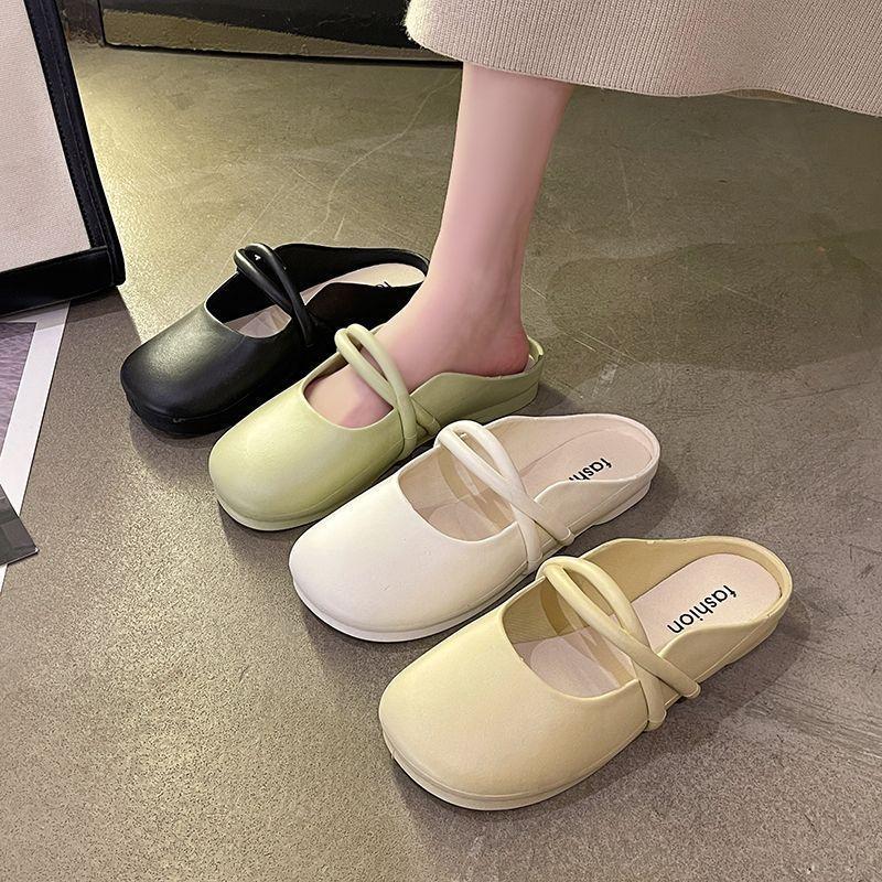 Women's Mules Flats Comfortable Backless Loafers Slip On Walking Shoes Casual Round Closed Toe Slides Dress Mules for Women Summer Ankle Strap Sandals
