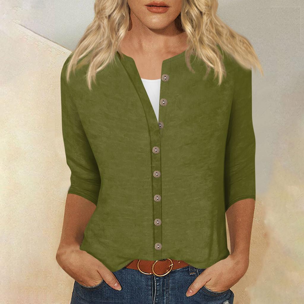 T-shirt ample à imprimé à manches 3/4 et col rond pour femme