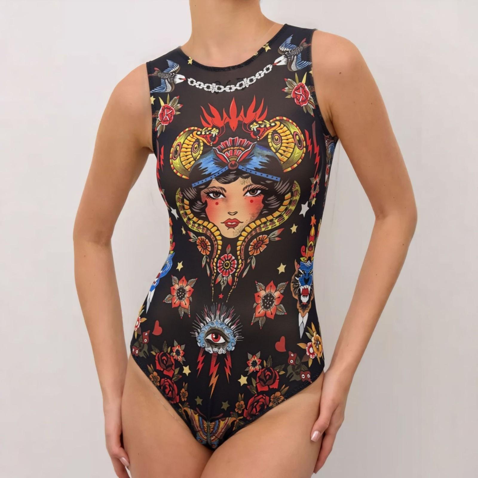 

Женский сексуальный слитный купальник с принтом и V-образным вырезом XS