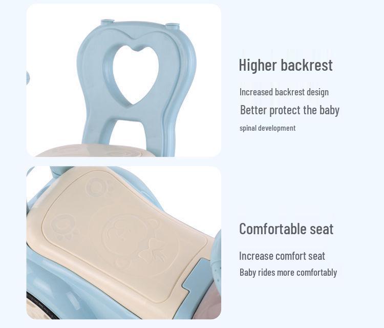 Kinder Vierrad Schaukelauto Roller mit Musik, Geeignet für Alter 1-6