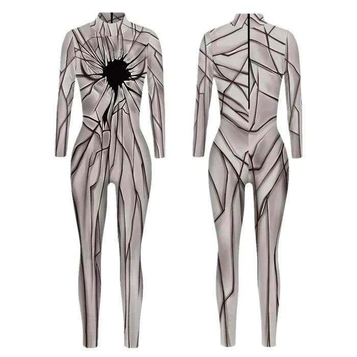 3D Digital Printing Stage Performance Costumes Adults Halloween Events Carnival Theme Party Cosplay Outfit Pretend Game Jumpsuit