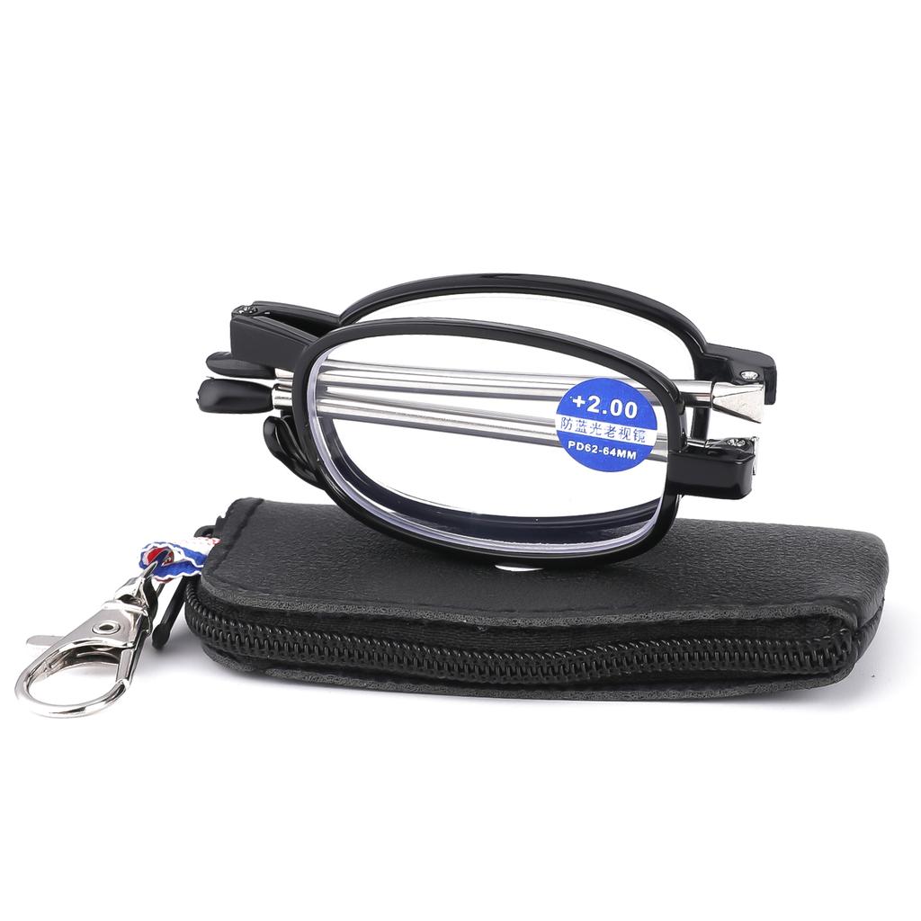 Ultra Thin Folding Reading Glasses For Men Women Metal Frame Comes With Portable Flat Hard Case