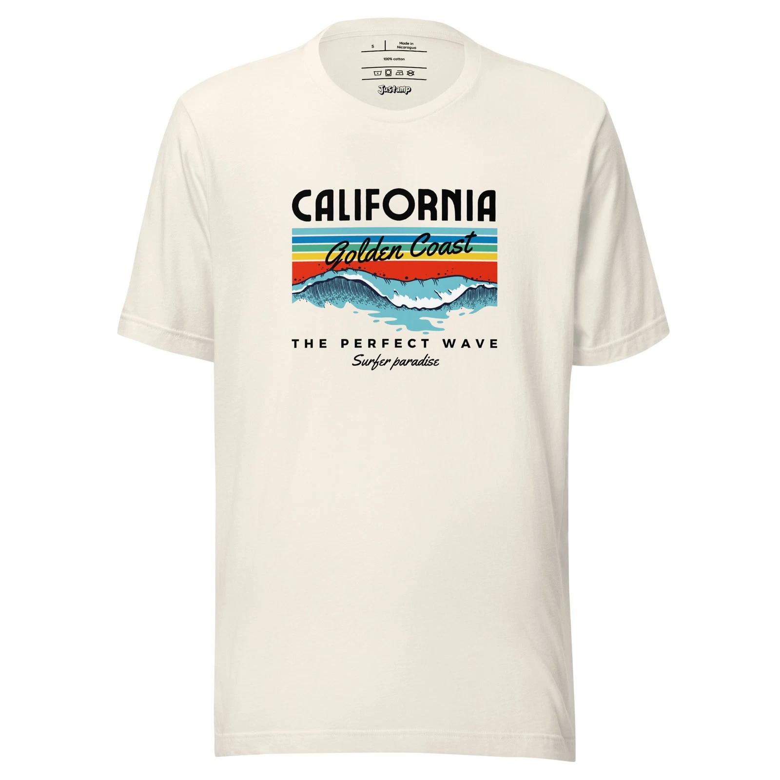California Golden Coast Retro Sunset Wave Vintage Graphic T-Shirt S