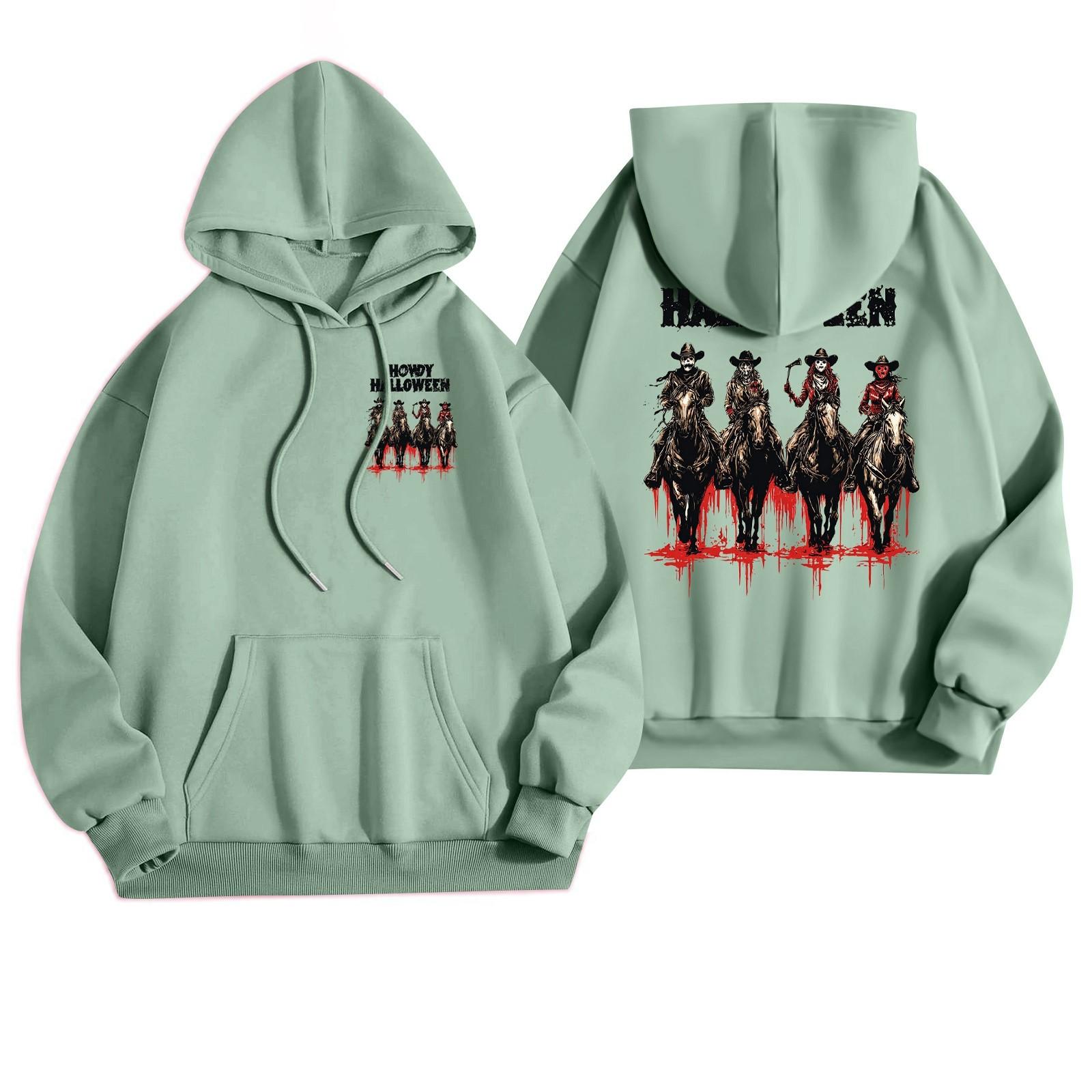 

Женская повседневная модная толстовка с капюшоном и карманами с принтом на Хэллоуин S