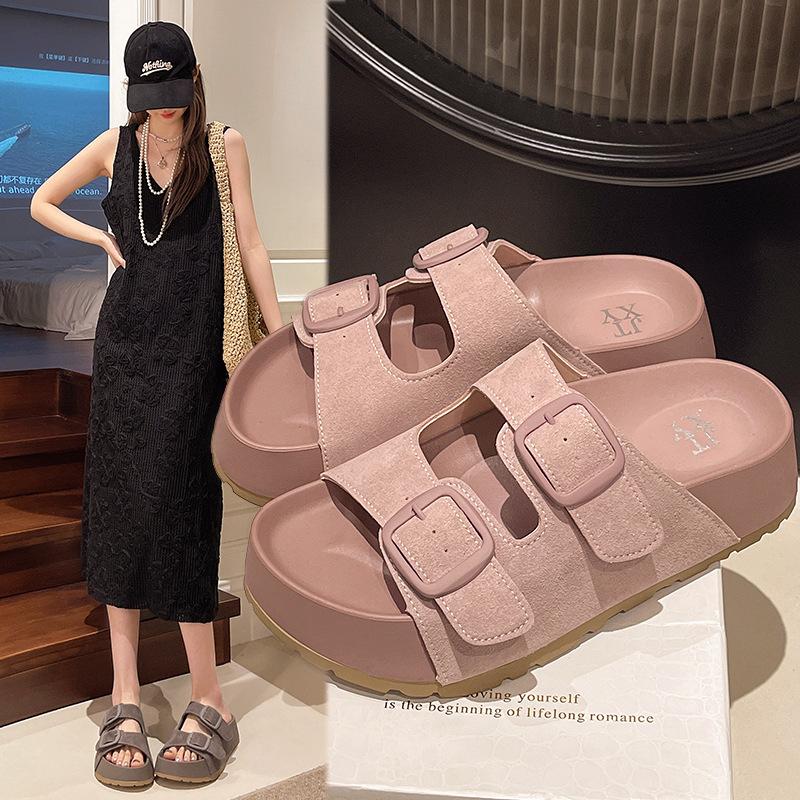 Sandal Slippers Female Thick Bottom Casual Comfortable Via A Word Drag Temperament Hundred Hitched Lazy Beach Slippers Female Summer Youthful Shoes
