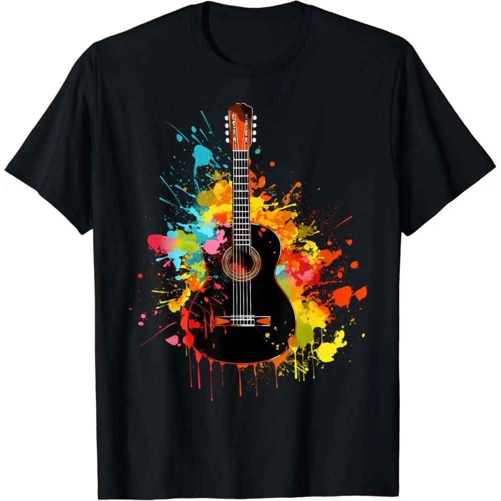 Acoustic Guitar Musicians and Acoustic Guitar Lovers T-Shirt Music Lovers Unisex Summer Soft Tops Graphic T Shirts Men Women