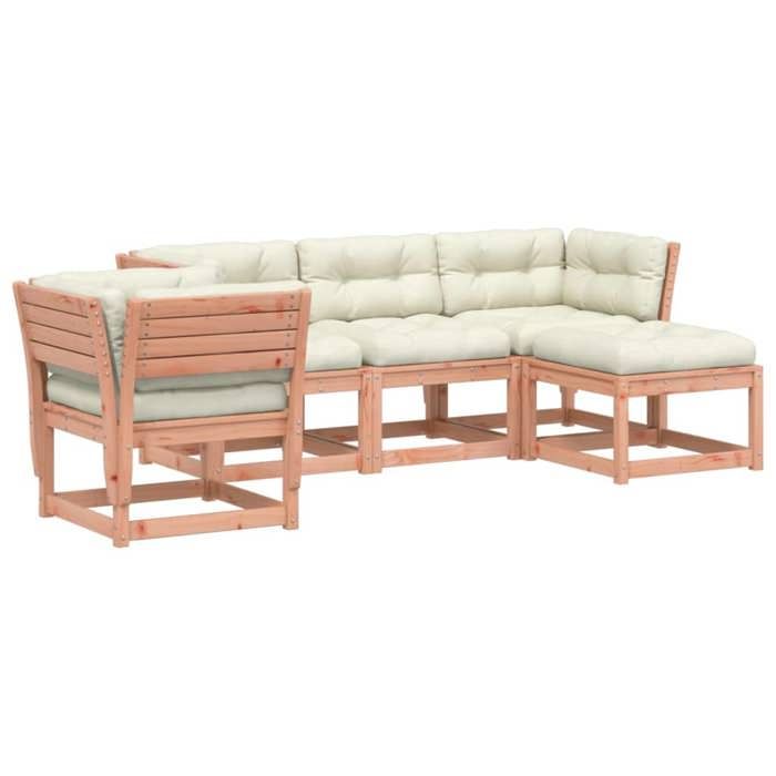 VidaXL Salon de Jardin avec Coussins 5 pcs, Canapés de Patio, Ensemble de Meubles, Mobilier de Terrasse Extérieur, Bois 3216923