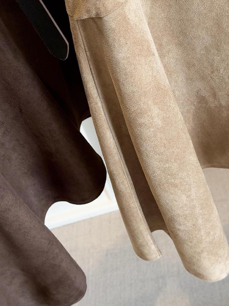 Women's Retro Suede High-Waist Bodycon Midi Skirt