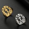 LIKGREAT Klassische Herr Jesus Fisch Kreuz Fingerringe Damen Herren Edelstahl Retro Christliches Religiöses Segens-Amulett Schmuck