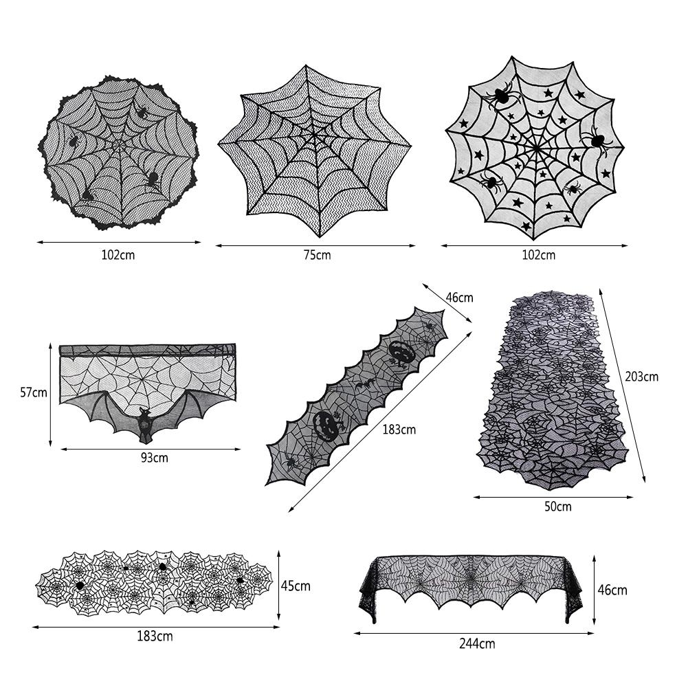 Halloween Style Horror Black Lace Table Cloth Elegant Dinning Tabletop Decoration For Home Hotel Shop
