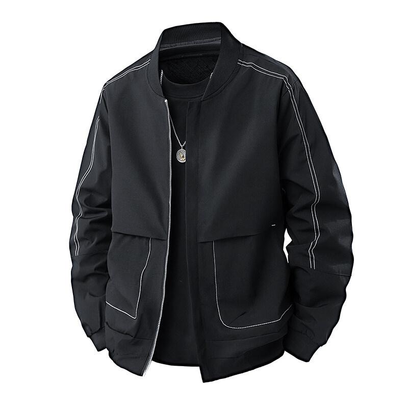 Frühling Neue Herren Baseballjacke Einfarbige Lässige Einfache Stehkragen Reißverschluss Strickjacke Oberteile Für Mann