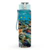 1PC Coral Reef Underwater Ocean Scene Print 750ml Color Plastic Sports Water Bottle Leakproof Flip Straw Lid Suitable for Sports Office Home Use