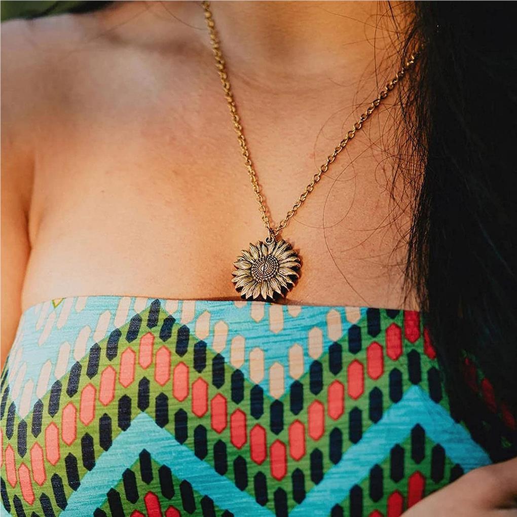 Sunflower Necklace Supplies Floral Applicable Letter Decor Pendent Chic Widely Shaped Exquisite Jewelry Double-Layer Girl