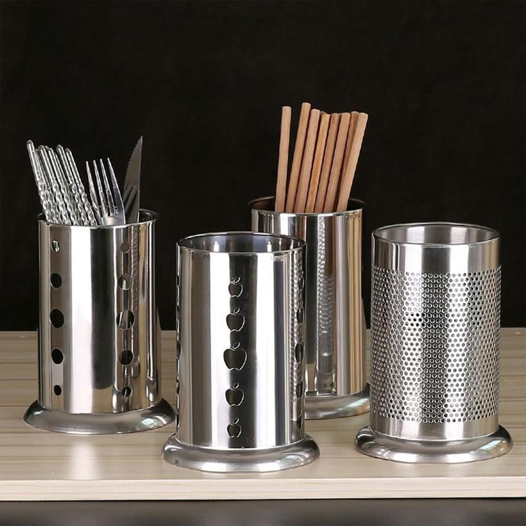 Stainless Steel Chopstick Storage Barrel Kitchen Knife Fork Storage Rack Suit for Restaurant Fork Spoon Holder Kitchen Supplies