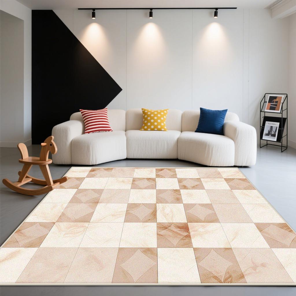Fashion Plaid Style Living Room Carpet Modern Room Decoration Aesthetic Large Rugs Lounge Fluffy Soft Play Mat Washable Antiskid