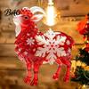 Holiday Party Ornaments Christmas Acrylic Goat Ornament, Sheep Hanging Decoration for Xmas Tree, Decor 2D Flat Animal Pendant Festive