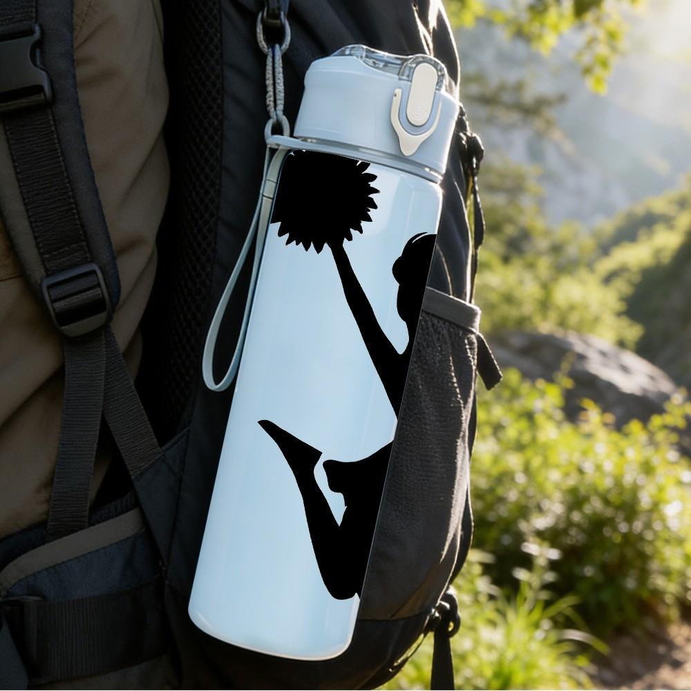 1PC Cheerleader Girl Silhouette Print 750ml Color Plastic Sports Water Bottle Leakproof Flip Straw Lid Suitable for Sports Office Home Use