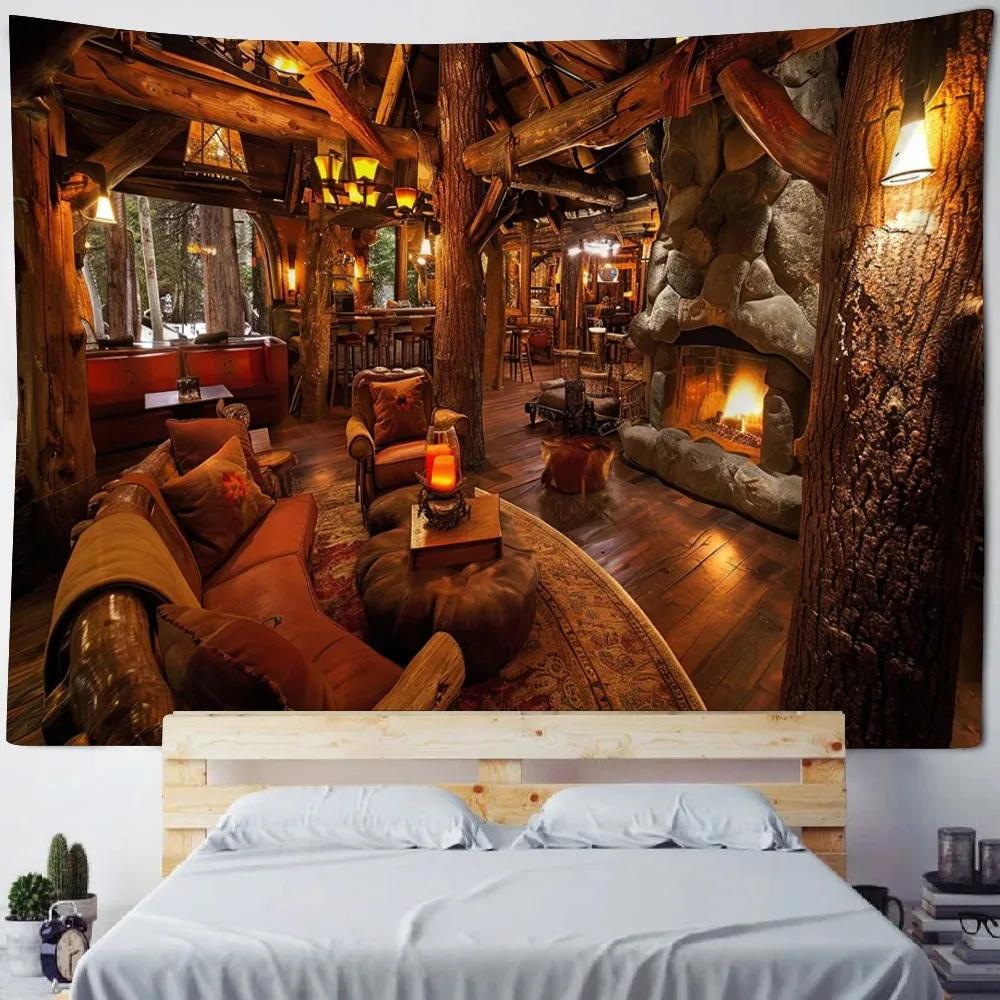 Christmas Tree Fireplace Pattern Decoration Living Room Bedroom Home Wall Decoration Tapestry