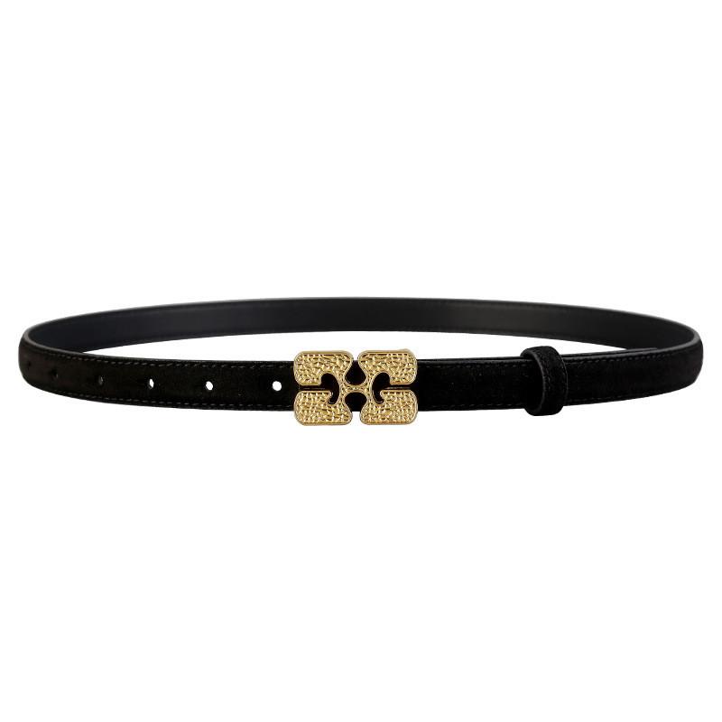 Ladies Genuine Leather Belt With Alloy Buckle For Casual And Office Wear Black