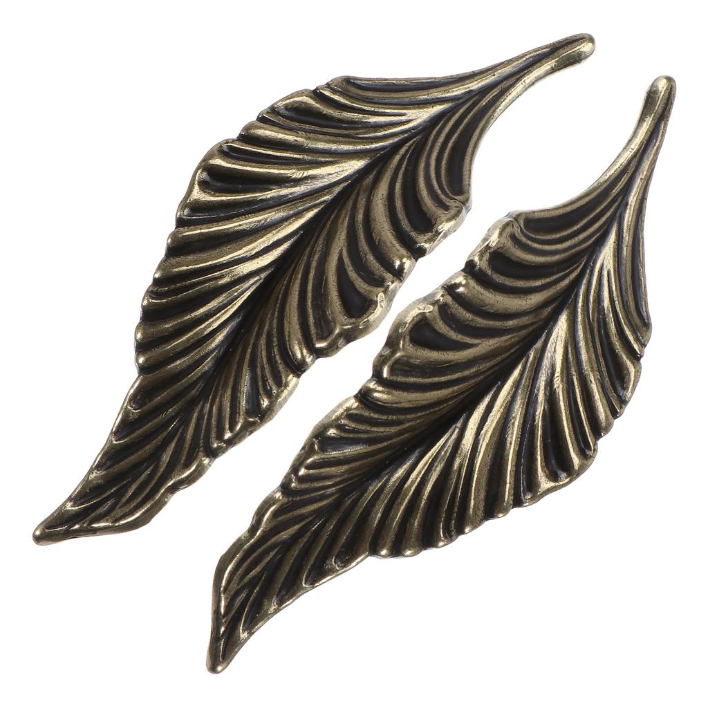 2pcs Leaf Shaped Cabinet Handle Zinc Alloy Retro Drawer Pull For Home Furniture Wine Cabinet Door Knob Decorative Handle