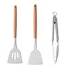 11-Piece Set: Silicone Kitchen Utensils with Lightweight Wooden Handles - Spatulas and Spoons