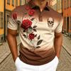 Men's Rose Floral Skull Print Polo Shirt Men's Outdoor Street Short Sleeve Tees Top Summer Home Casual T-shirt Men's and Women's Polo Shirt