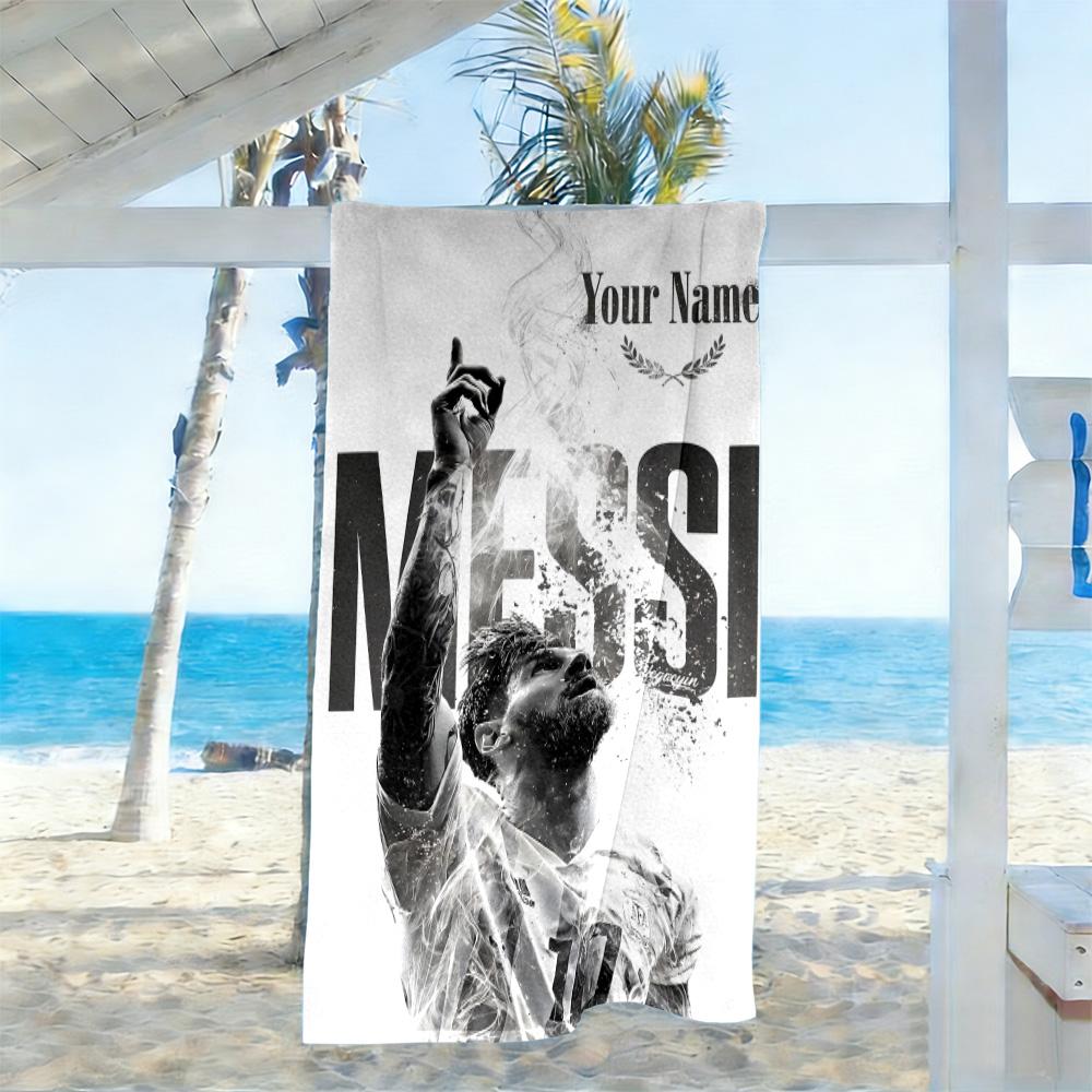 Football Messi Personalized Text Beach Towel Soft Durable Quick-Dry Portable for SwimmingBeachCamping Travel Beach AccessoriesGym