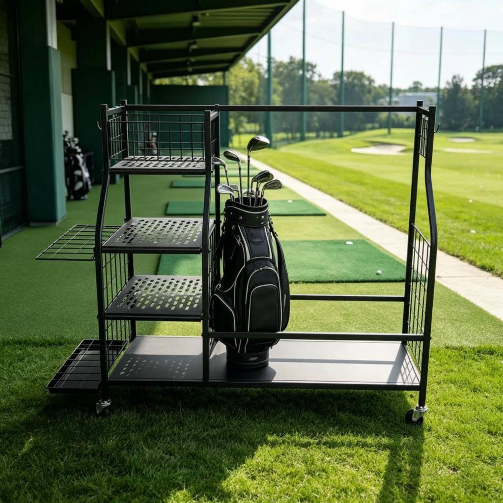 Metal Golf Display Rack Multiple Shelves Storage Multi-Level Design