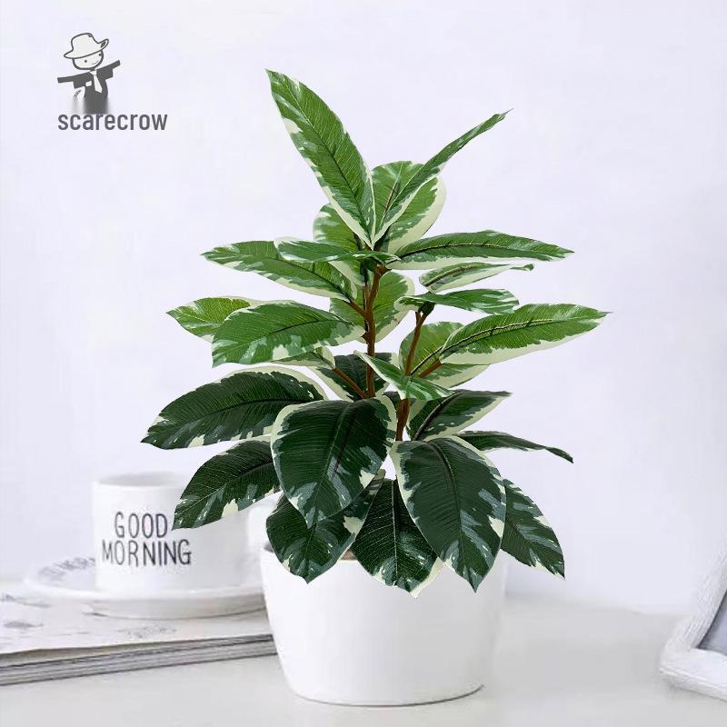 High-End Artificial Rubber Tree in Pot for Home, Living Room, or Garden Decor