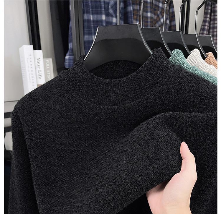 Men's Winter Half-High Collar Thick Mink Velvet Sweater